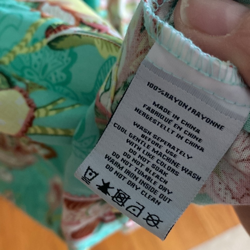 Aqua Blue Floral Smocked Top Maxi Dress Small - Picture 10 of 11